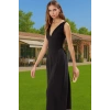 A Kesim V Yaka Midi Dokuma Abiye Elbise Polyester Karışımlı Özenle Seçilmiş Uzun Ömürlü Şık Görünüm