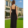 A Kesim V Yaka Midi Dokuma Abiye Elbise Polyester Karışımlı Özenle Seçilmiş Uzun Ömürlü Şık Görünüm