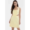 A Line Gabardin Mini Elbise Kolsuz Kare Yaka Cut Out Detay Pamuk Rahat Kullanım