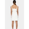 A Line Gabardin Mini Elbise Kolsuz Kare Yaka Cut Out Detay Pamuk Rahat Kullanım