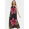 A line Halter Yaka Maxi Elbise Örme Çiçekli Polyester Yazlık Uzun Ömürlü Modern Stil