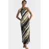 A line Maxi Elbise Halter Yaka Dokuma Polyester Yazlık Premium Kalite Profesyonel Görünüm