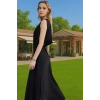 A Line Maxi Elbise Saten Dokuma Polyester Yazlık Abiye Zarifane Tasarım Seçkin Malzeme