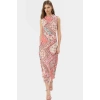 A Line Polyester Midi Elbise Degaje Yaka Krep Dokuma Astarlı Premium Kalite Modern Stil