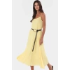 A line Tül Maxi Elbise Örme Kumaş Halter Yaka Yırtmaçlı Rahat Kesim Mükemmel Uyum Trend Tasarım