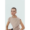 Aksesuar Detaylı Örme Bluz Fitted Kalıp Kısa Kol Casual Uzun Ömürlü Rahat Kullanım