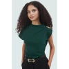 Aksesuar Detaylı Örme Bluz Fitted Kalıp Kısa Kol Casual Uzun Ömürlü Rahat Kullanım