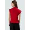 Aksesuar Detaylı Örme Bluz Fitted Kalıp Kısa Kol Casual Uzun Ömürlü Rahat Kullanım