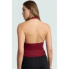 Aksesuar Detaylı Örme Crop Bluz %96 Viskoz %4 Elastan Yazlık Günlük Özenle Seçilmiş