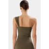 Aksesuar Detaylı Tek Omuzlu Bodycon Midi Elbise Örme Kumaş Şık Görünüm Rahat Kullanım