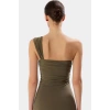 Aksesuar Detaylı Tek Omuzlu Bodycon Midi Elbise Örme Kumaş Şık Görünüm Rahat Kullanım