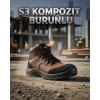 Alaska S3 Kompozit Burunlu Kahverengi Suya Dayanıklı Kaymaz Taban Kışlık İş Ayakkabısı
