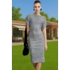 Altın Örme Payet Abiye Elbise Astarlı Bodycon Kalıp Kısa Kollu Şık Görünüm Konforlu Kesim