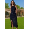 Altın Parıltılı Örme Bodycon Abiye Elbise Yazlık Özel Günler İçin Uzun Ömürlü Özenle Seçilmiş