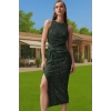 Altın Parıltılı Örme Bodycon Abiye Elbise Yazlık Özel Günler İçin Uzun Ömürlü Özenle Seçilmiş