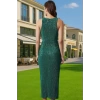 Altın Parıltılı Örme Bodycon Abiye Elbise Yazlık Özel Günler İçin Uzun Ömürlü Özenle Seçilmiş