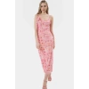 Aplike Detaylı Bodycon Maxi Elbise 94% Polyester 6% Elastan Örme Tül Modern Stil Yüksek Kalite