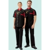 Aşçı Ceketi Kisa Kollu SiyahKırmızı 75 Polyester Evereste Şef Nefes Alabilir Hafif Şık Tasarım