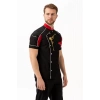 Aşçı Ceketi Kisa Kollu SiyahKırmızı 75 Polyester Evereste Şef Nefes Alabilir Hafif Şık Tasarım