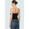 Asimetrik Kalp Yaka Örme Bluz Polyester Crop Buzzy Dokuma Yazlık Rahat Modern Stil Özel Tasarım