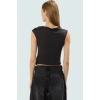 Asimetrik Kolsuz Fitted Bluz Çok Desenli Polyester Yazlık Konforlu Kesim Özel Tasarım