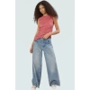 Asimetrik Kolsuz Örme Bluz Jakarlı Dokuma Polyester Kumaş Rahat Kullanım