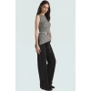 Asimetrik Kolsuz Örme Bluz Jakarlı Dokuma Polyester Kumaş Rahat Kullanım