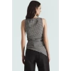 Asimetrik Kolsuz Örme Bluz Jakarlı Dokuma Polyester Kumaş Rahat Kullanım