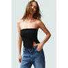 Asimetrik Straplez Crop Bluz Fitted Kalıp Polyester Yazlık Uzun Ömürlü Rahat Ve Şık