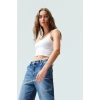 Asimetrik Straplez Crop Bluz Fitted Kalıp Polyester Yazlık Uzun Ömürlü Rahat Ve Şık