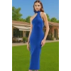 Asimetrik Yaka Bodycon Örme Midi Elbise Özel Günler İçin Zarifane Tasarım Yüksek Kalite Modern Stil
