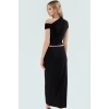 Asimetrik Yaka Kısa Kollu Örme Ekose Takım Elbise 97 Polyester 3 Elastan Günlük Stil Yüksek Kalite