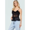 Askılı Bağlama Detaylı Tül Bluz Polyester Regular Kalıp Yazlık Rahat Kullanım Şık Görünüm