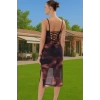 Askılı Bodycon Polyester Elbise Baskılı Tül Midi Premium Kalite Zarifane Tasarım Özel Tasarım