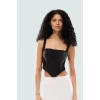 Askılı Korse Crop Bluz Dokuma Polyester Karışımlı Yazlık Şık Görünüm Modern Stil