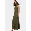 Astarlı A Line Gofre Dokulu Polyester Maxi Elbise Rahat Günlük Stil Kullanım İçin