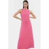Astarlı A Line Gofre Dokulu Polyester Maxi Elbise Rahat Günlük Stil Kullanım İçin