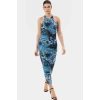 Astarlı Leopar Desenli Bodycon Maxi Elbise Şık ve Rahat Tasarım Boyundan Bağlamalı Yaka
