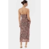 Astarlı Leopar Desenli Bodycon Maxi Elbise Şık ve Rahat Tasarım Boyundan Bağlamalı Yaka