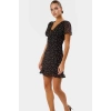 Astarlı Mini Tül Elbise Puantiyeli Bodycon Kesim Kısa Kol Modern Stil