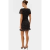 Astarlı Mini Tül Elbise Puantiyeli Bodycon Kesim Kısa Kol Modern Stil