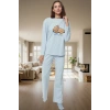 Ayıcık Baskılı Pamuklu Pijama Takımı Uzun Kollu Geniş Paça Regular Rahat Ve Şık