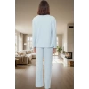 Ayıcık Baskılı Pamuklu Pijama Takımı Uzun Kollu Geniş Paça Regular Rahat Ve Şık