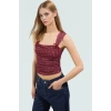 Basic Crop Bluz Örme Tül Kumaş Kare Yaka Günlük Stil Modern Konforlu Kesim Seçkin Malzeme