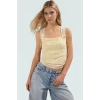 Basic Crop Bluz Örme Tül Kumaş Kare Yaka Günlük Stil Modern Konforlu Kesim Seçkin Malzeme