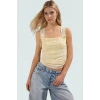 Basic Crop Bluz Örme Tül Kumaş Kare Yaka Günlük Stil Modern Konforlu Kesim Seçkin Malzeme