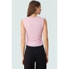 Basic Crop Bluz Örme Tül Kumaş Kare Yaka Günlük Stil Modern Konforlu Kesim Seçkin Malzeme