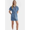 Basic Koleksiyon Denim Elbise Kısa Kol Dik Yaka Fermuarlı Rahat Kullanım Seçkin Malzeme