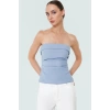 Basic Straplez Bluz %88 Polyester %12 Elastan Renk Yazlık Günlük Kullanım İçin