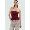 Basic Straplez Kolsuz Bluz %95 Pamuk Örme Kumaş Fitted Uzun Ömürlü Trend Tasarım